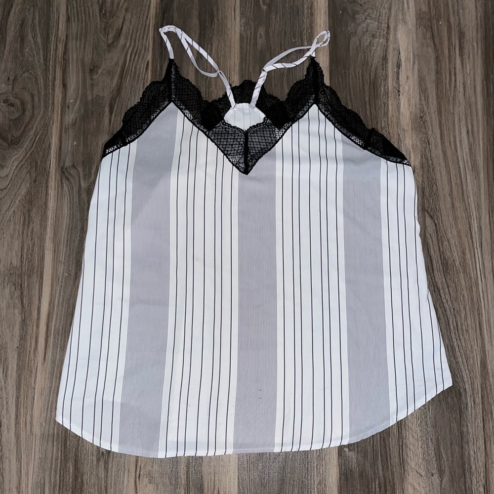 HAPPY SAILED STORE—Black and White Striped Tank Top
